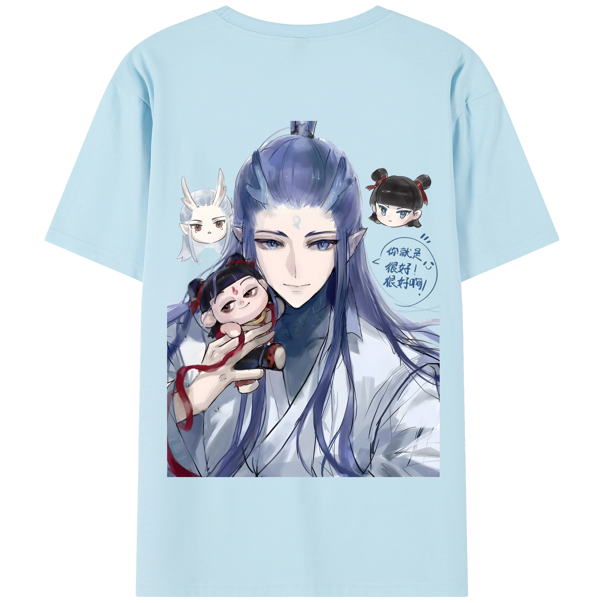 （画像用） Ne Zha 2 ナタ 魔童の大暴れ 綿100％半袖Tシャツ（背面プリント）